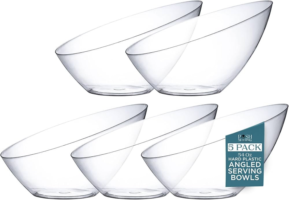 Posh Setting - Clear Plastic Serving Bowls for Party Angled Bowls Disposable Chip Bowls Candy Bow... | Amazon (US)