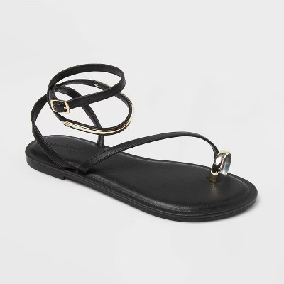 Women's Phoenix Ankle Strap Toe Ring Sandals - Universal Thread™ Black 9: Medium Width, Open Ro... | Target