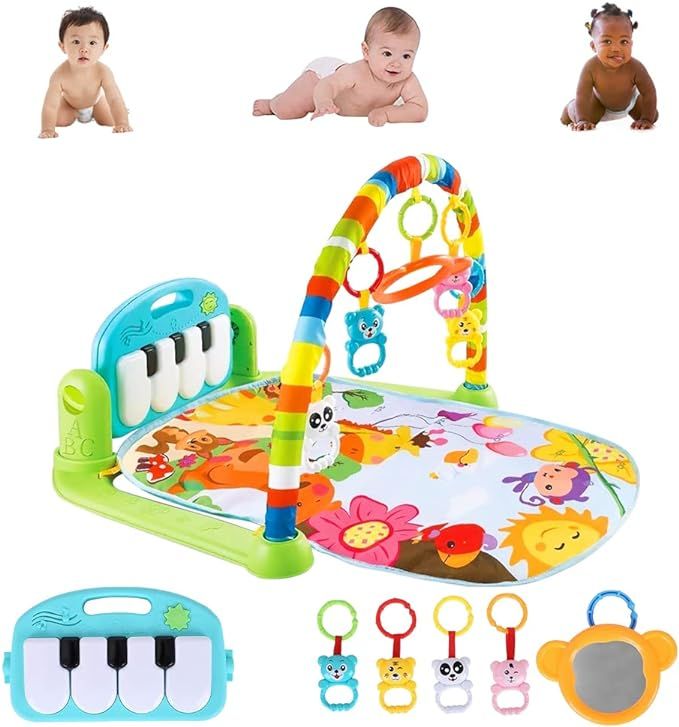 I IOTSES Baby Gym Play Mat Activity Center, Kick and Play Piano Gym Mat with Music and Lights, Gi... | Amazon (US)