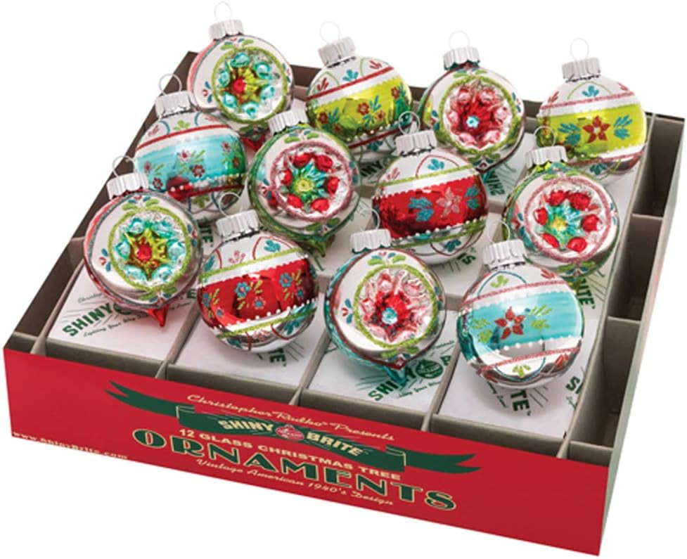 Shiny Brite Festive FETE 12 Count 1.75" Decorated Rounds & Shapes | Amazon (US)