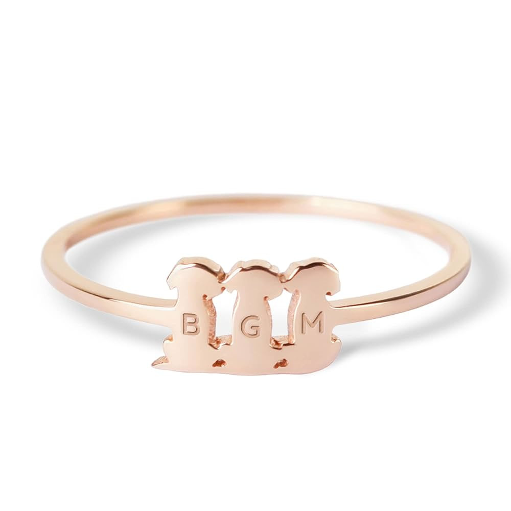 Centime Custom Pets Initials Ring, Dog Cat Ring with up to 8 Initials Charms, Dog Mommy Gifts, 92... | Amazon (US)