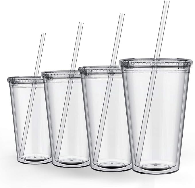 Maars Classic Insulated Tumblers 16 oz | Double Wall, Reusable Plastic Acrylic - Clear | Perfect ... | Amazon (US)