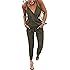Women's V Neck Spaghetti Strap Drawstring Waisted Long Pants Jumpsuit Rompers | Amazon (US)