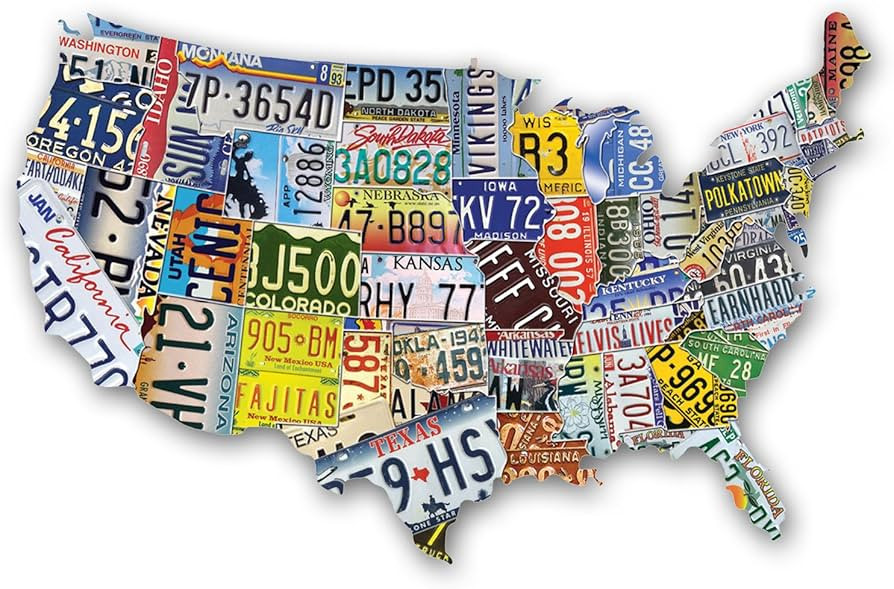 USA License Plate Map 1000 Piece Jigsaw Puzzle in the Shape of the US - 31 inches long - Cool Wal... | Amazon (US)