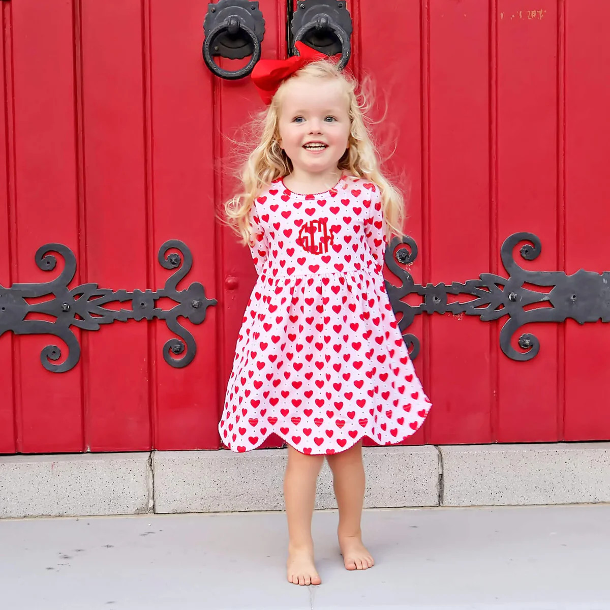 Heart & Daisy Print Scalloped Dress | Classic Whimsy