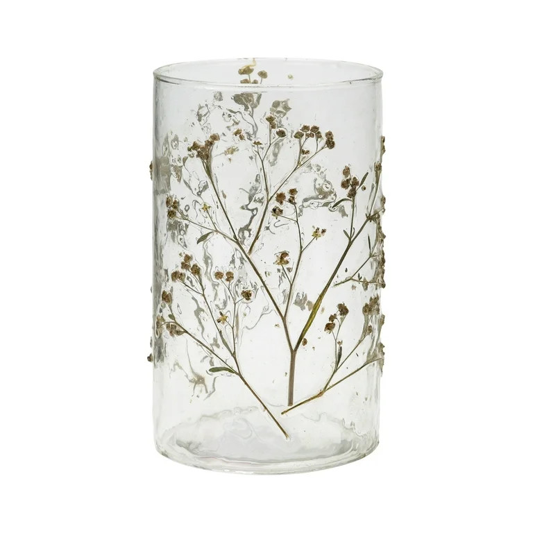 Mainstays Decorative Dried Floral Glass Vase, 7.75" - Walmart.com | Walmart (US)