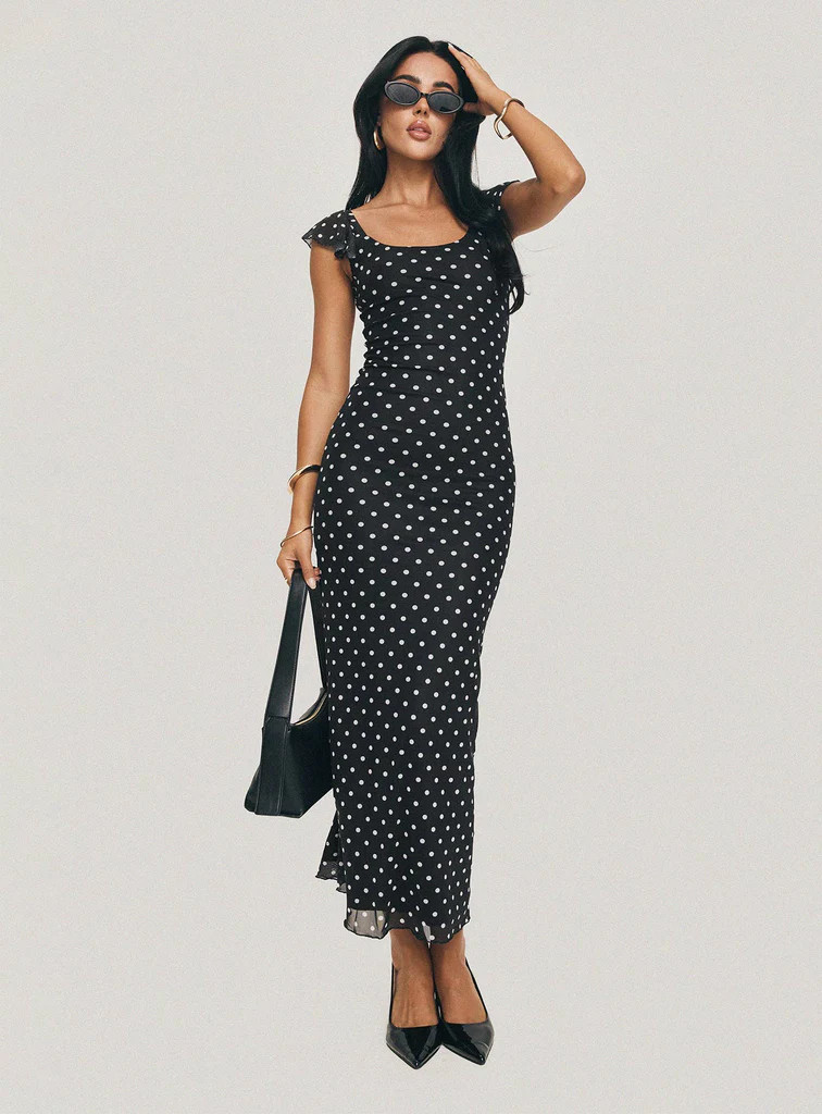 Sandberg Maxi Dress Black Polka Dot | Princess Polly US