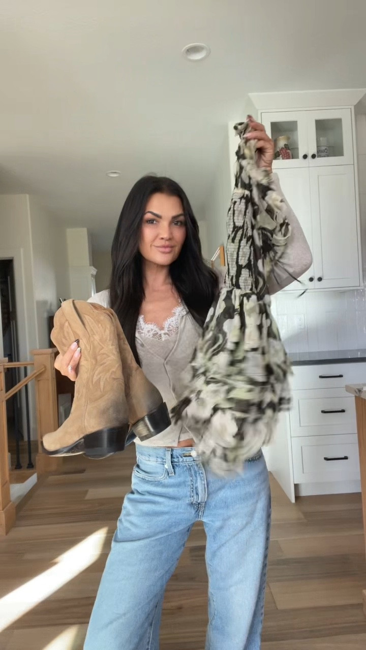 Dress: Free People 
Slip Dress: Zara 
Jacket: Vici - Code: KristinRose30
Boots: Tecovas 
Bag: Madewell 

#LTKShoeCrush #LTKStyleTip #LTKItBag