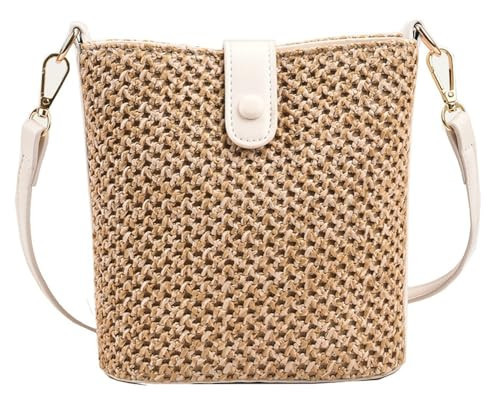 Straw Beach Bags For Women Rattan Purse Summer Straw Cross-body Bag Raffia Handbag Purses Shoulder Bag Small Bucket Bag 2026 | Amazon (US)