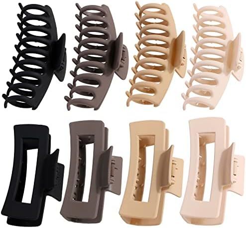Large Hair Claw Clips, 8 Pack 4.3" Hair Clips for Women & Girls, Strong Hold Matte Claw Hair Clip... | Amazon (US)