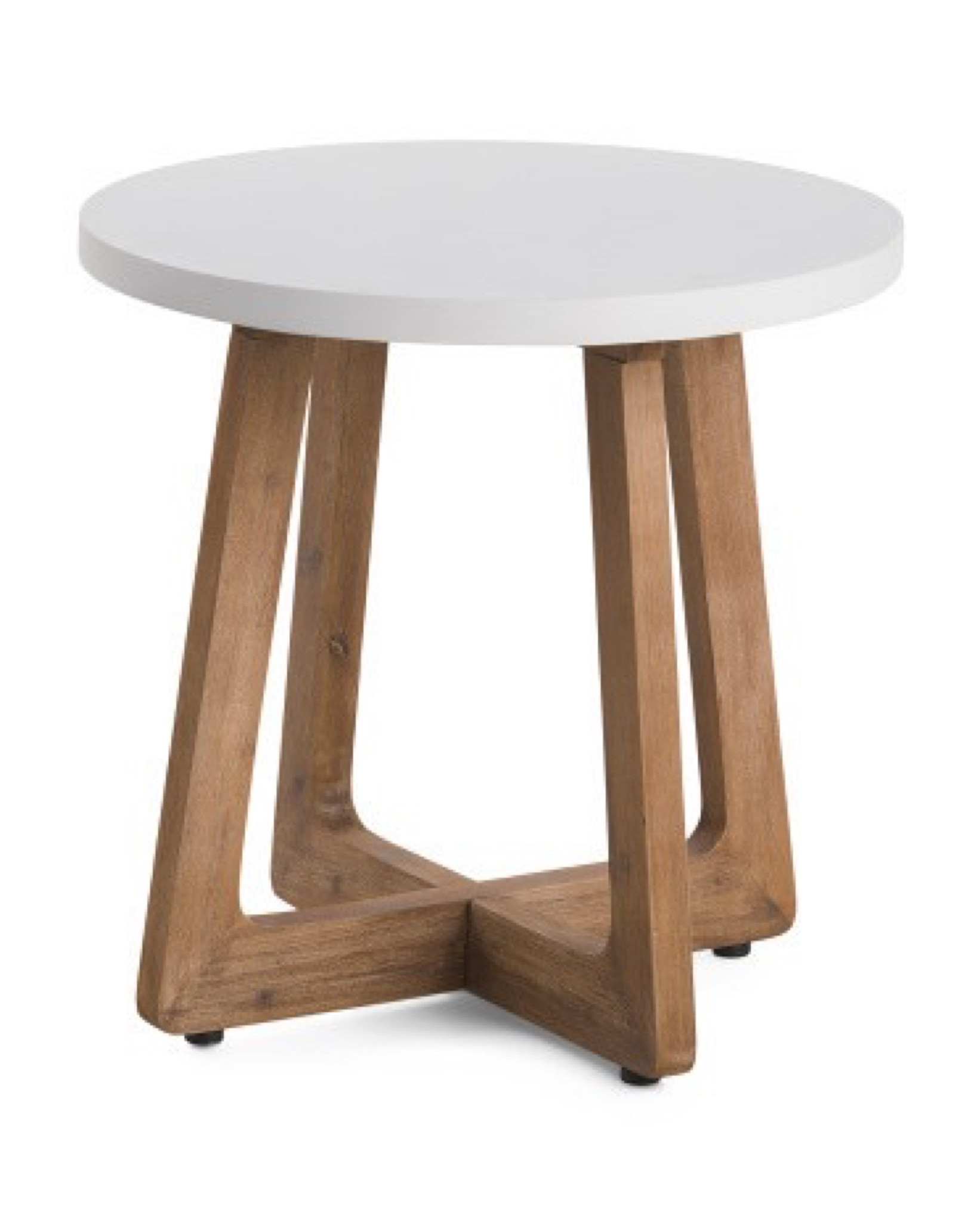 Indoor outdoor accent table with wood base.  Love the look of white top and natural wood legs to warm up any space in your home.  Patio furniture. Side table. Accent table. Outdoor table. Outdoor furniture.  Living room. Home decor 

#LTKSeasonal #LTKFind #LTKhome
