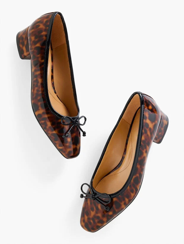 Vanessa Patent Leather Block Heel Pumps - Tortoiseshell | Talbots