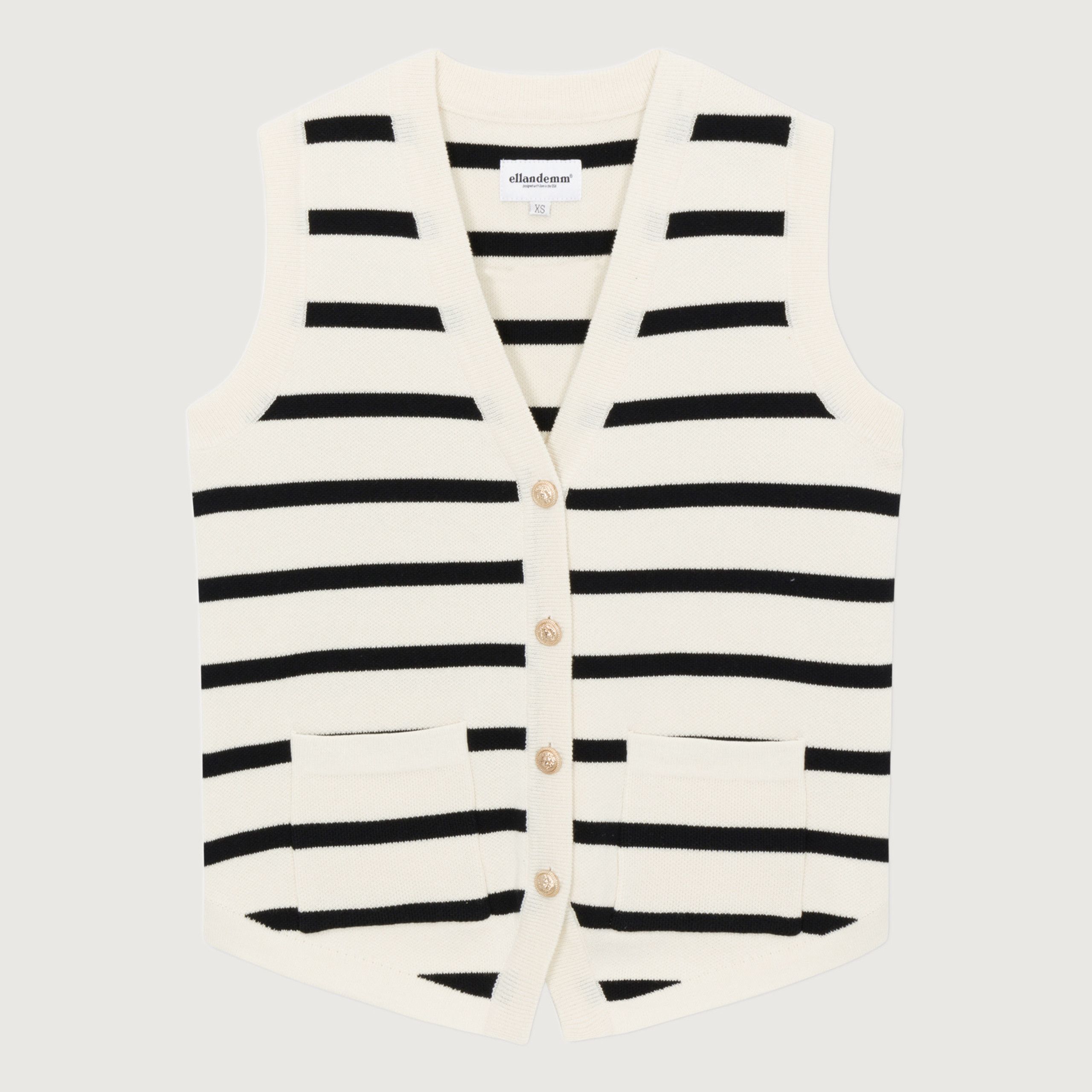 Aster Knit Vest - Black/Cream | EllandEmm