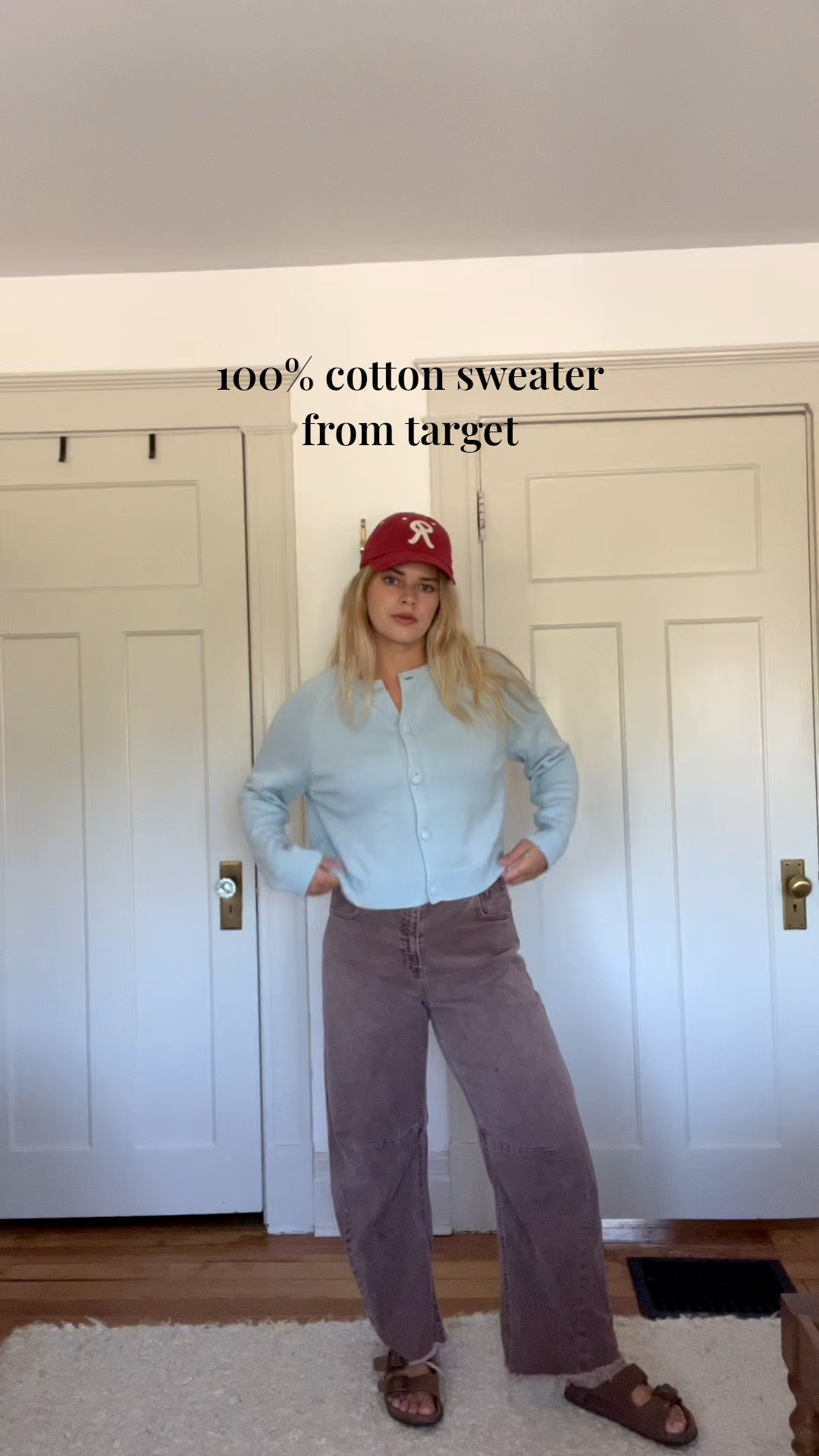 100% cotton sweater in the prettiest soft blue!