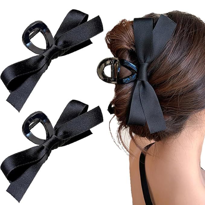 Ahoney 2Pcs Bow Claw Clip for Women, Hair Bows Clips for Thick Thin Hair, Large Claw Clip with Bo... | Amazon (US)