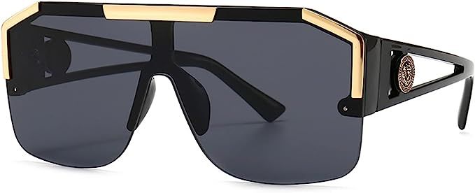 SeeBand Square Oversized Sunglasses for Men Women Flat Top Shield Sun Glasses One Piece Siamese Fash | Amazon (US)