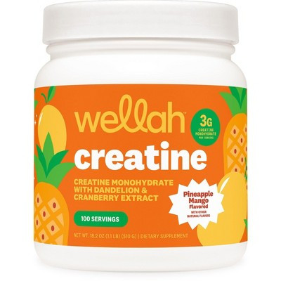 Wellah Creatine For Women (100 Servings, Pineapple Mango) - Creatine Monohydrate with Dandelion & Cranberry Extract | Target