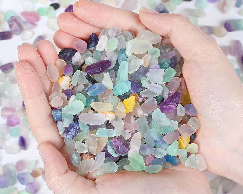 QINJIEJIE Fluorite Aquarium Gravel Rocks Decor Polished Tumbled Stones Chips Stone Crushed Healin... | Amazon (US)