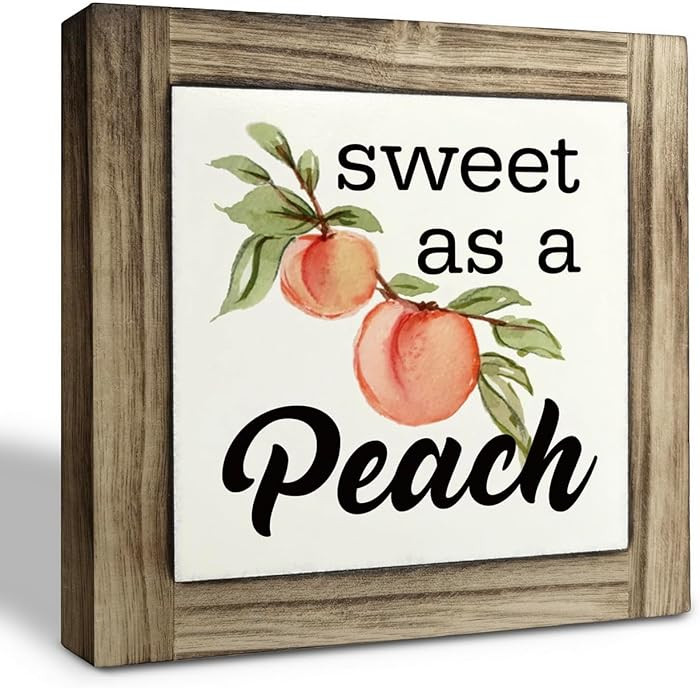 Peach Wood Plaque Sign, Sweet as A Peach, Box Wood Plaques Desk Décor, Peach Saying Plaque, Deco... | Amazon (US)