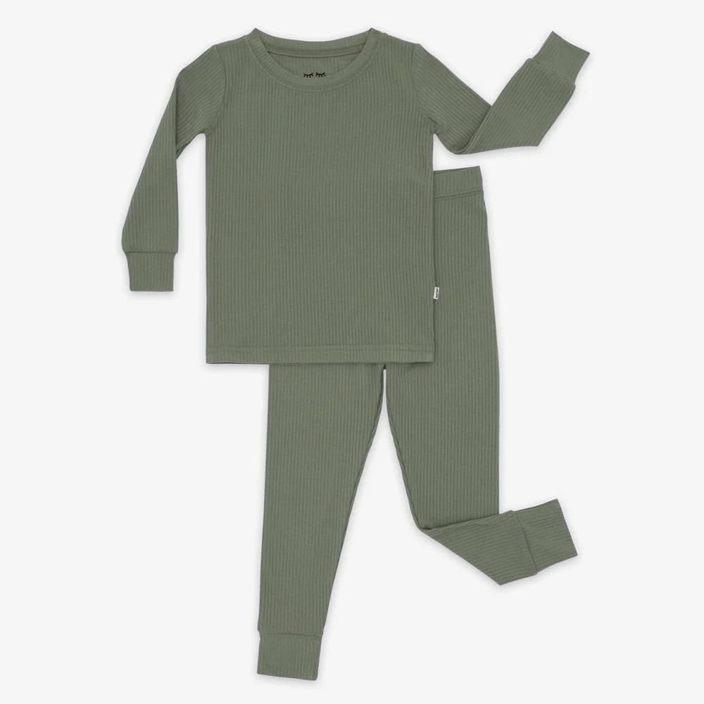 Moss Ribbed Two-Piece Pajama Set | Little Sleepies