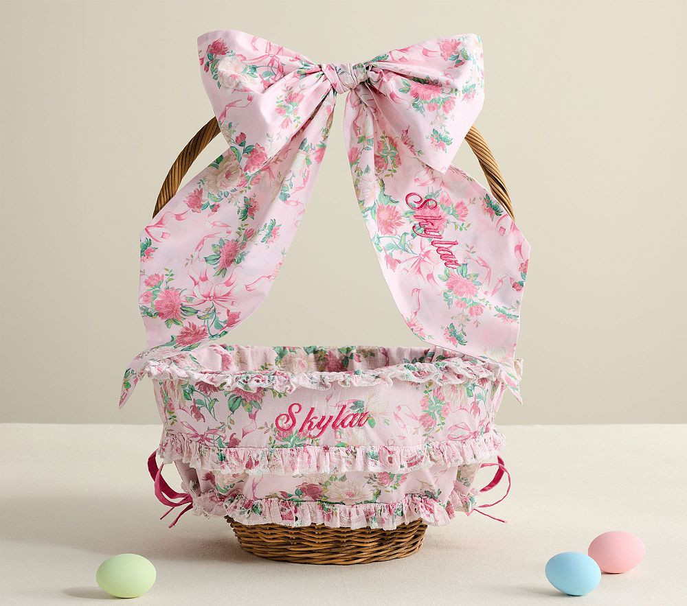 LoveShackFancy Cabbage Rose Bow & Large Easter Basket Liner | Pottery Barn Kids