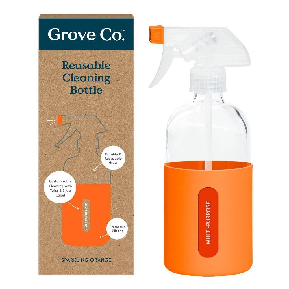 Grove Co. Reusable Cleaning Glass Spray Bottle with Silicone Sleeve - Sparkling Orange | Target