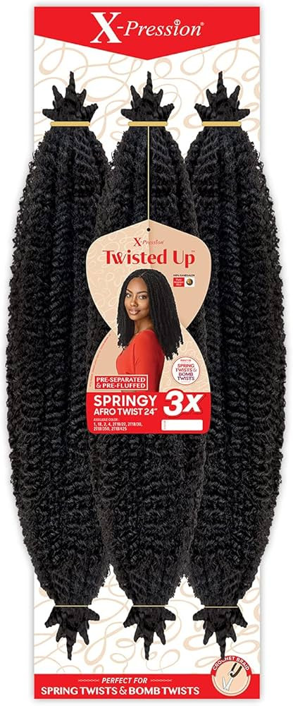 Outre Crochet Braids X-Pression Twisted Up 3X Springy Afro Twist 24" (1-pack, 1B) | Amazon (US)