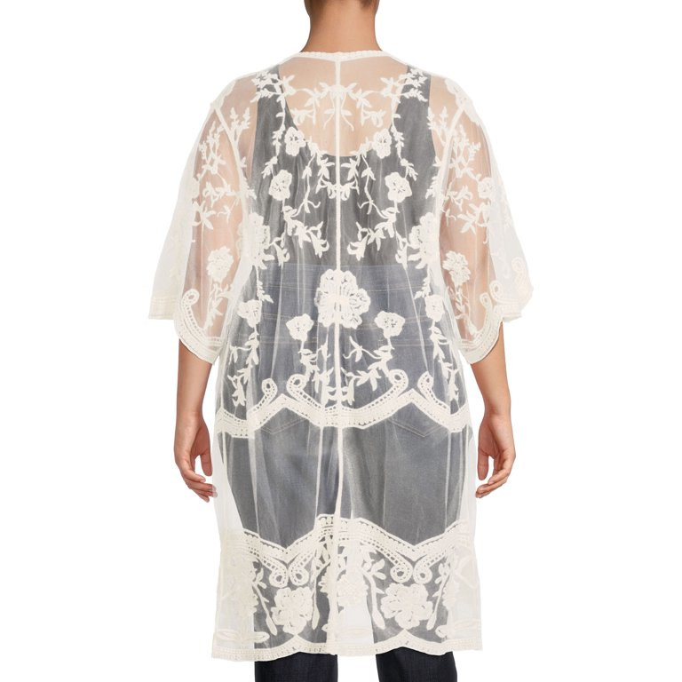 Time And Tru Women's Lace Ruana with Scalloped Edge | Walmart (US)