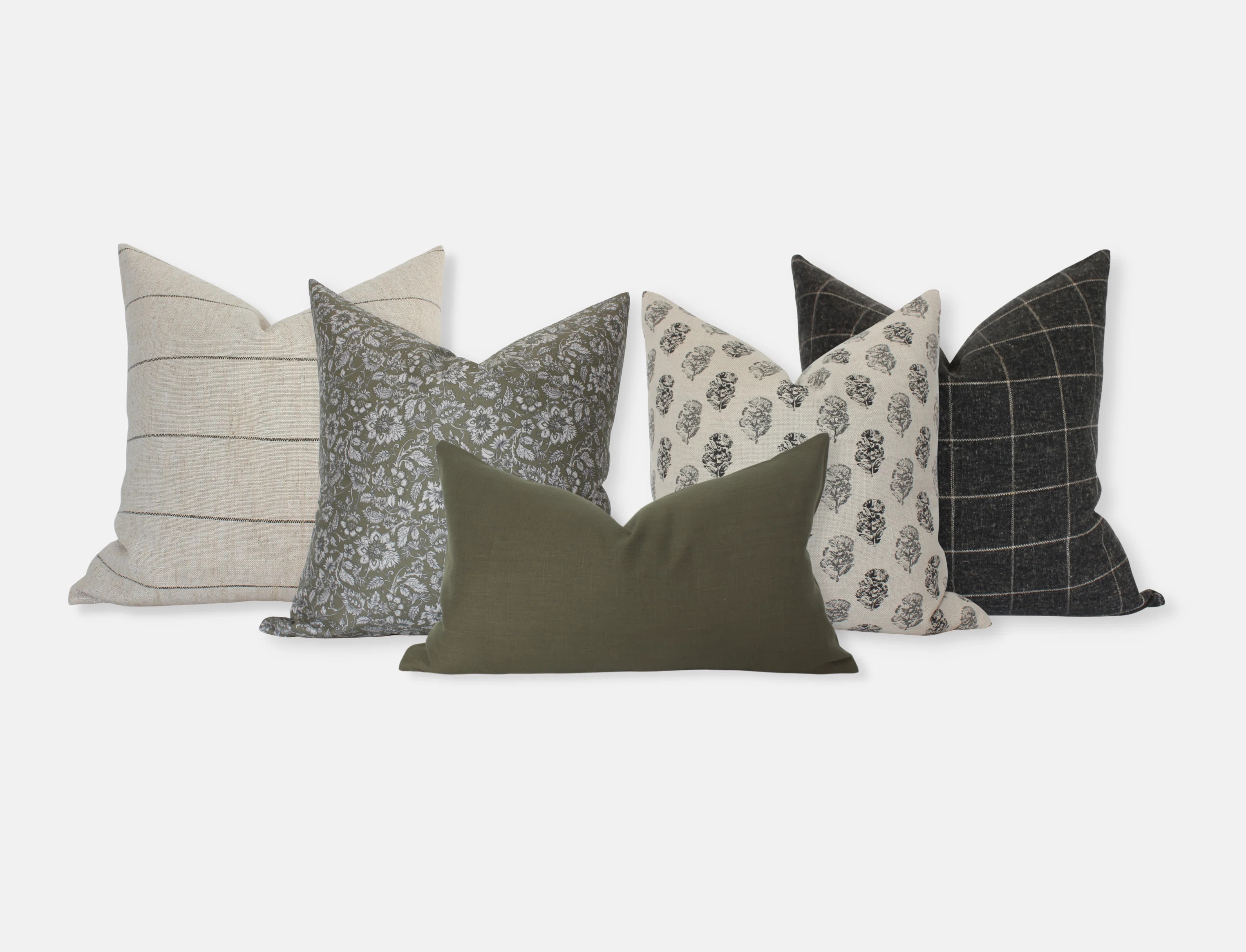 Green and Gray Pillow Covers, Sofa Throw Pillow Set | Wayfair North America