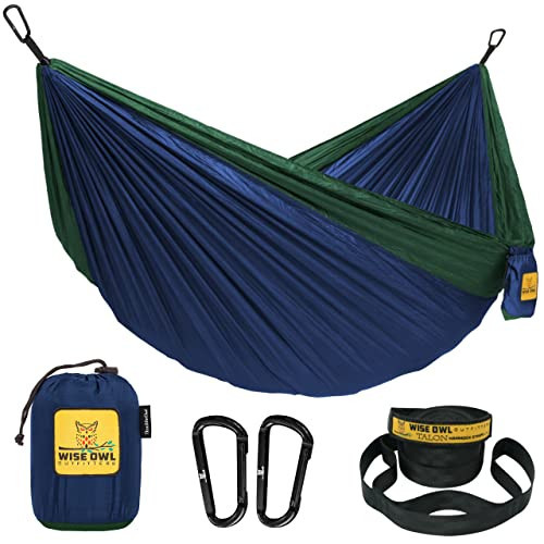 Wise Owl Outfitters Camping Hammocks - Portable Hammock for Outdoor, Indoor, Single Use w/ Tree Straps - Backpacking, Travel, and Camping Accessories, Navy & Forrest | Amazon (US)