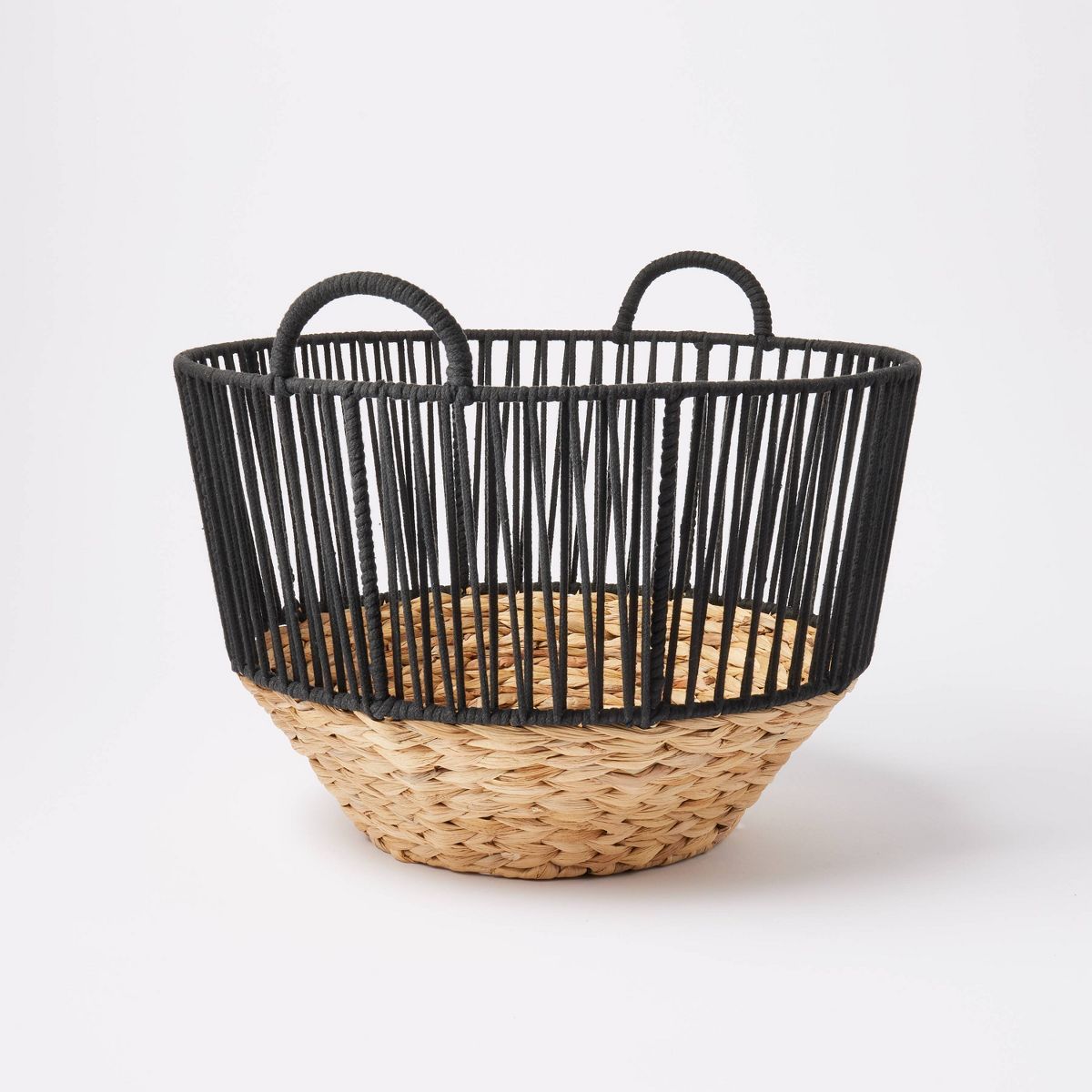 L Water Hyacinth and Black Cotton Rope Basket - Threshold™ | Target