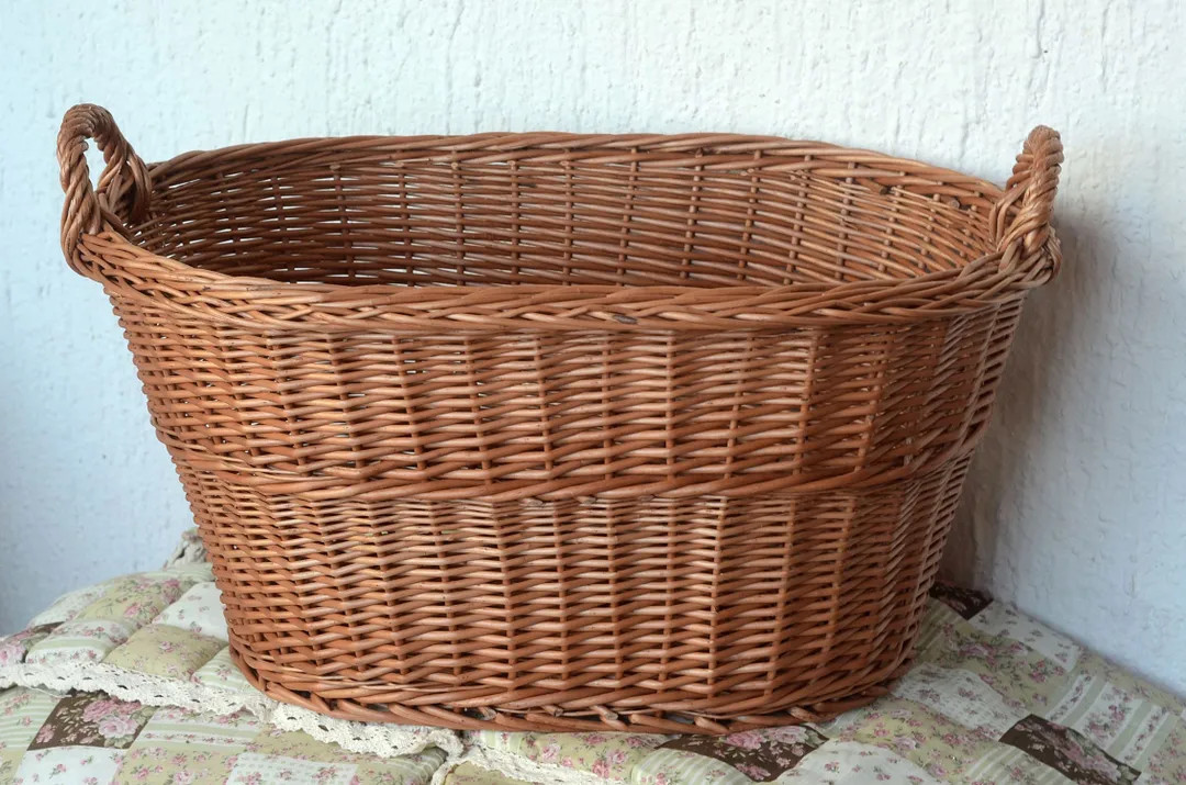 Large Wicker Laundry Basket Big Laundry Basket Handled Oval - Etsy | Etsy (US)