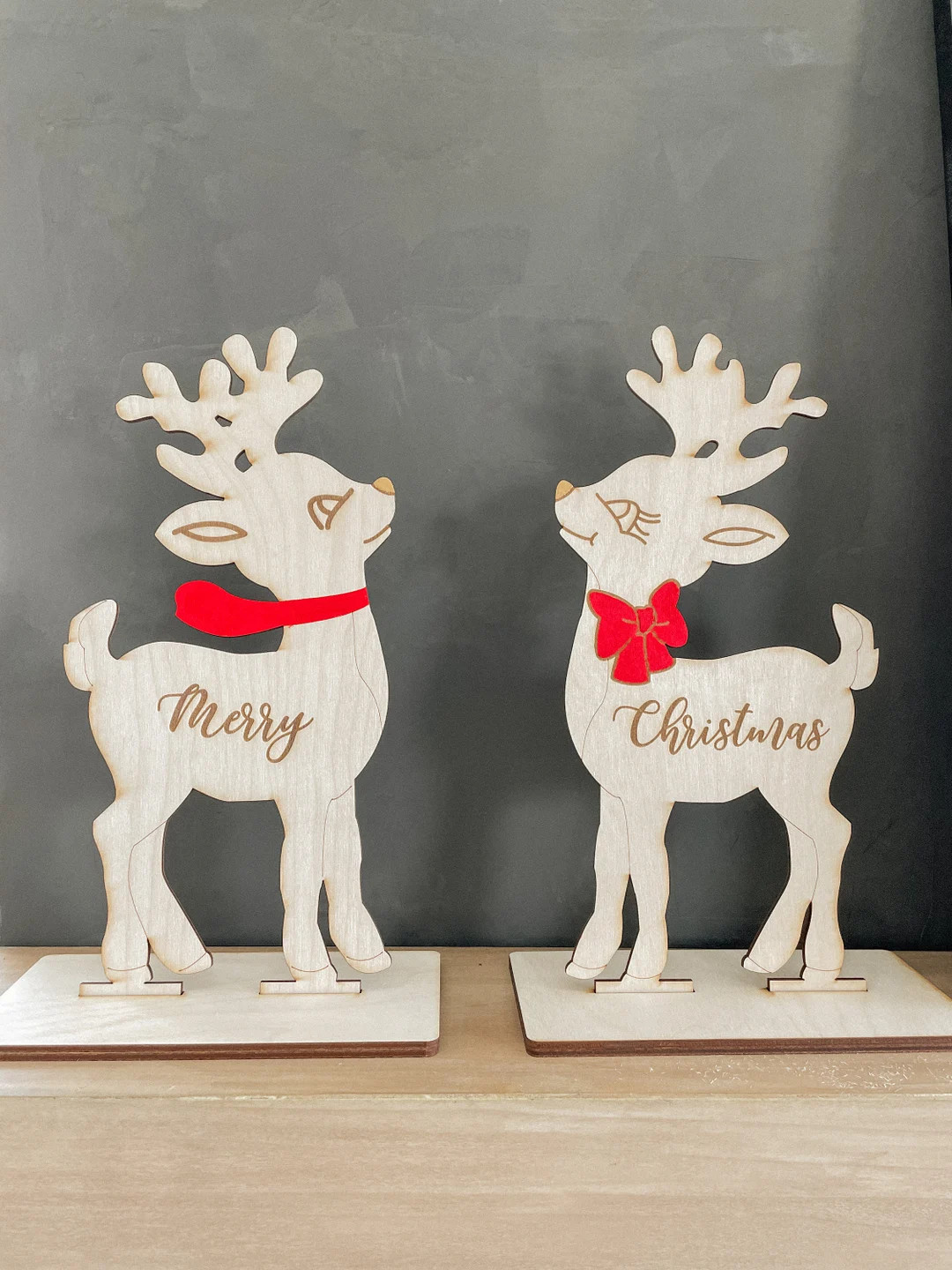 Custom Reindeer With Stand  Christmas Decoration  Wooden - Etsy | Etsy (US)
