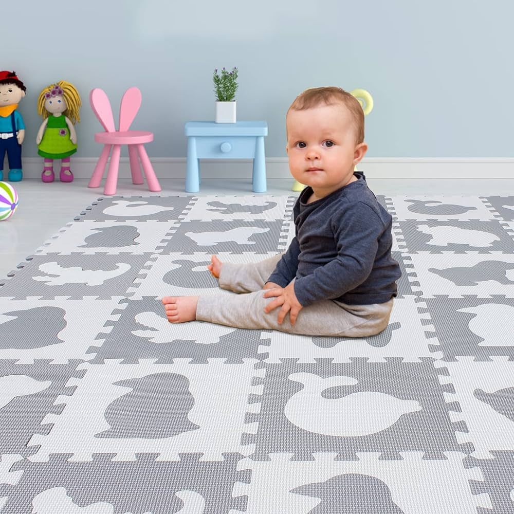 Yostrong® 18 Tiles Interlocking Animal Puzzle Foam Baby Play Mat for Playing - Rubber EVA Babies... | Amazon (US)