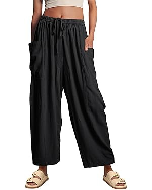 Wide Leg Pants Woman Casual Loose Lightweigt Beach Palazzo Harem Pants Flowy Pants 2024 | Amazon (US)