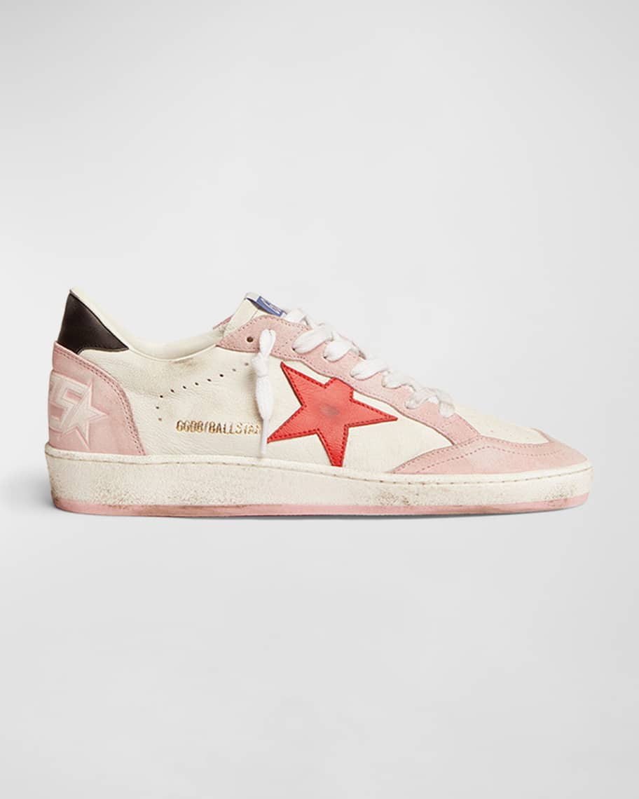 Golden Goose Ballstar Mixed Leather Low-Top Sneakers | Neiman Marcus