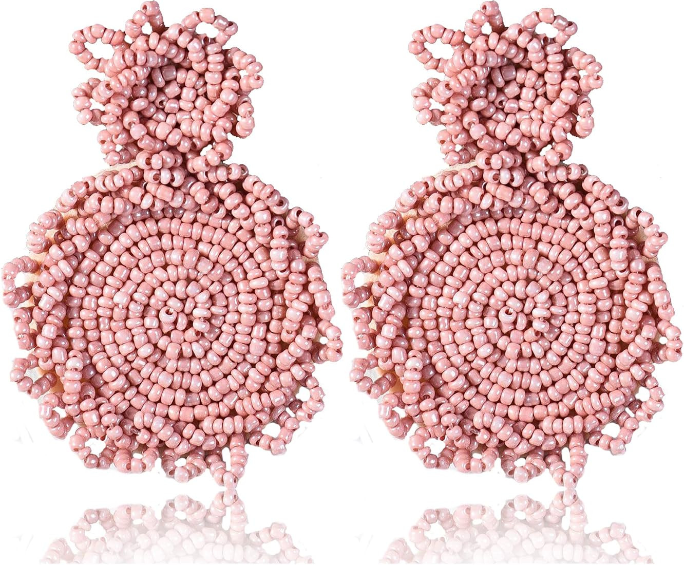 Statement Drop Earrings - Bohemian Beaded Round Dangle Earrings Gift for Women | Amazon (US)