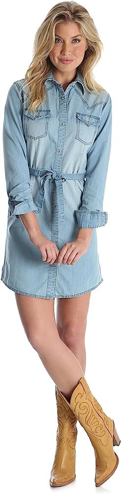 Wrangler Women's Long-Sleeve Denim Shirtdress | Amazon (US)
