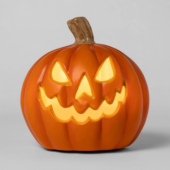 9&#34; Lit Pumpkin with Teeth Orange Halloween Decorative Prop - Hyde &#38; EEK! Boutique&#8482; | Target