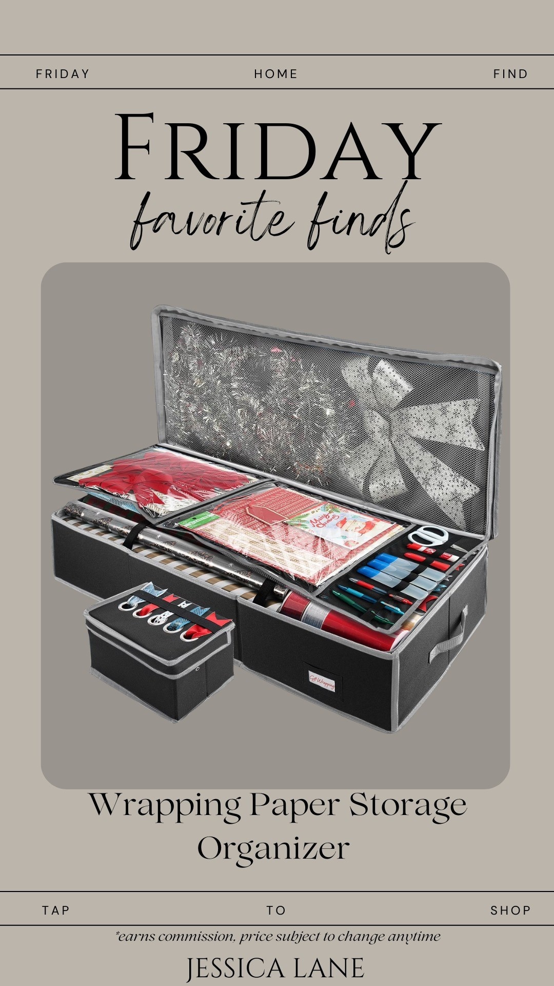 Wrapping paper storage that actually keeps rolls neat, protected, and easy to grab year after year. One of those simple organizers that makes holiday cleanup so much easier.#WalmartFinds #HomeOrganization

