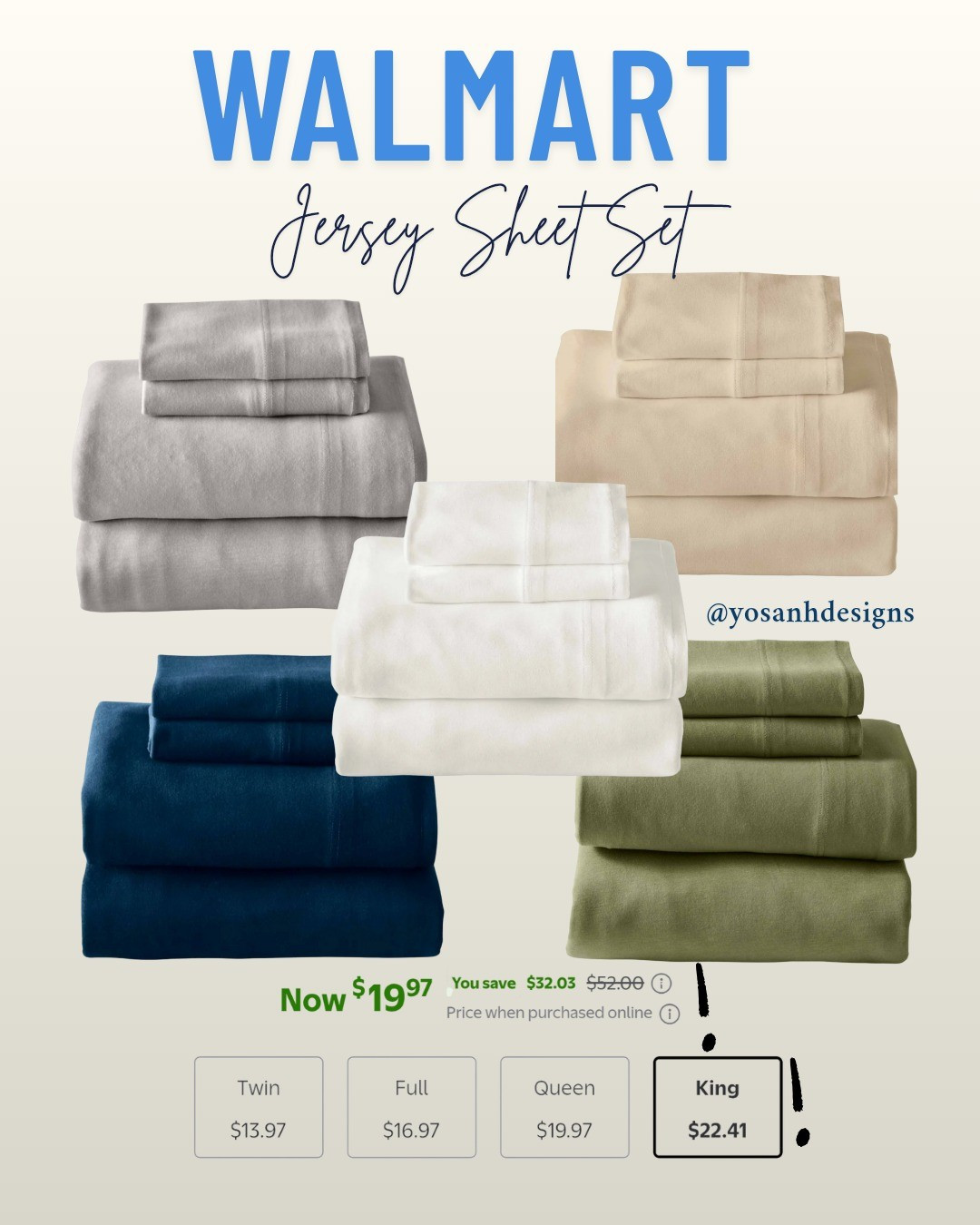 This deal is a must grab! Under $20 for a Jersey Queen Size sheet is unmatched. 5 colours to choose from and 4 bed sizes.

#LTKHome #LTKSaleAlert #LTKFindsUnder100