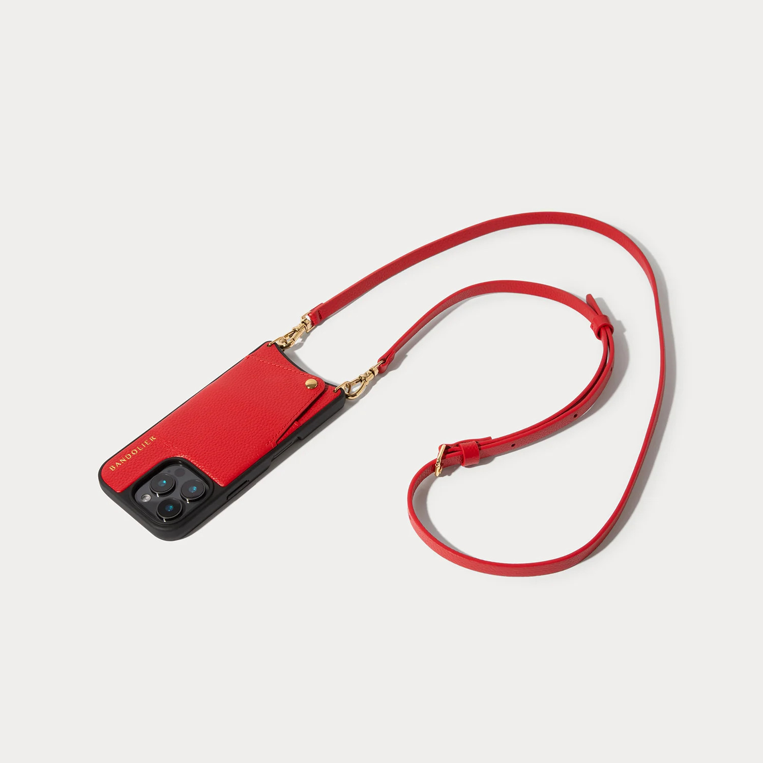 Emma Pebble Leather Crossbody Bandolier - Red/Gold | Bandolier
