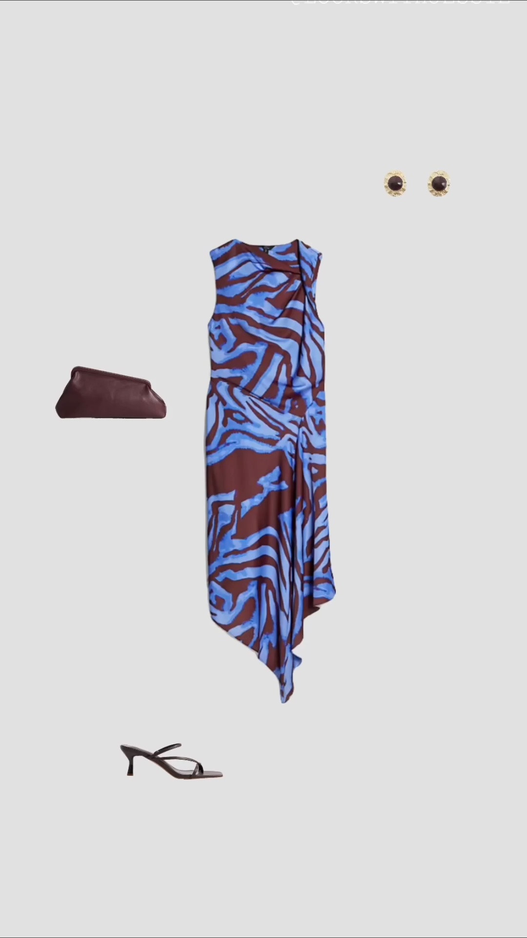 Blue Zebra Print Asymmetric Hem Midi Dress, Brown Kitten Heels & Burgundy Earrings Autumn Wedding Outfit 💒

Dress is also available in petite! 

• occassionwear September wedding guest outfit wedding guest dresses women 2026 uk October wedding evening dress date night outfits party dress •

#LTKuk #LTKwedding #LTKdresses
