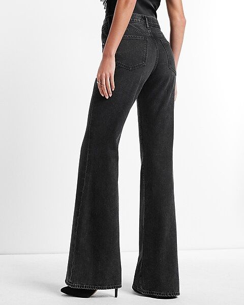 Mid Rise Washed Black 70s Flare Jeans | Express