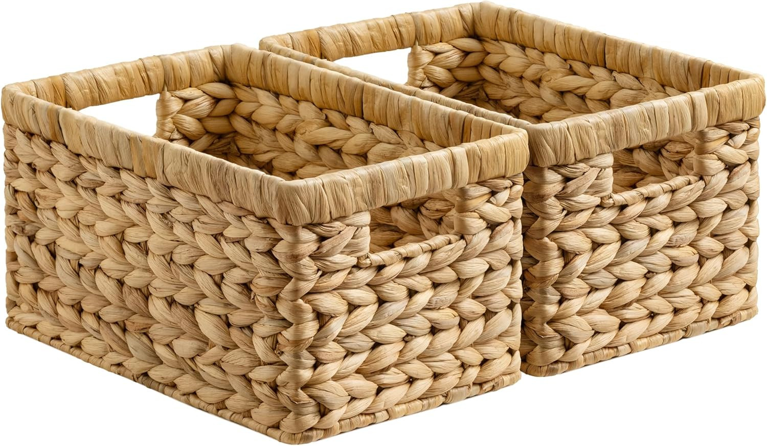 StorageWorks Wicker Basket, Baskets for Organizing, Storage Basket with Built-in Handles, Water Hyacinth Shelves (Medium 2-Pack, Natural Hyacinth) | Amazon (US)