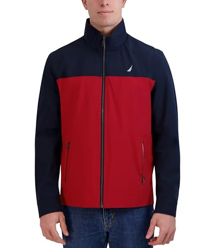 Nautica Men's Waterproof, Windproof, Golf, Hiking, Travel, Casual Wear Windbreaker Jacket, Red Navy, Small | Amazon (US)