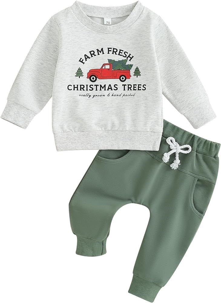 FYBITBO Toddler Baby Boys Fall Winter Clothes Pullover Sweatshirt Top Shirt and Sweatpants Christmas | Amazon (US)