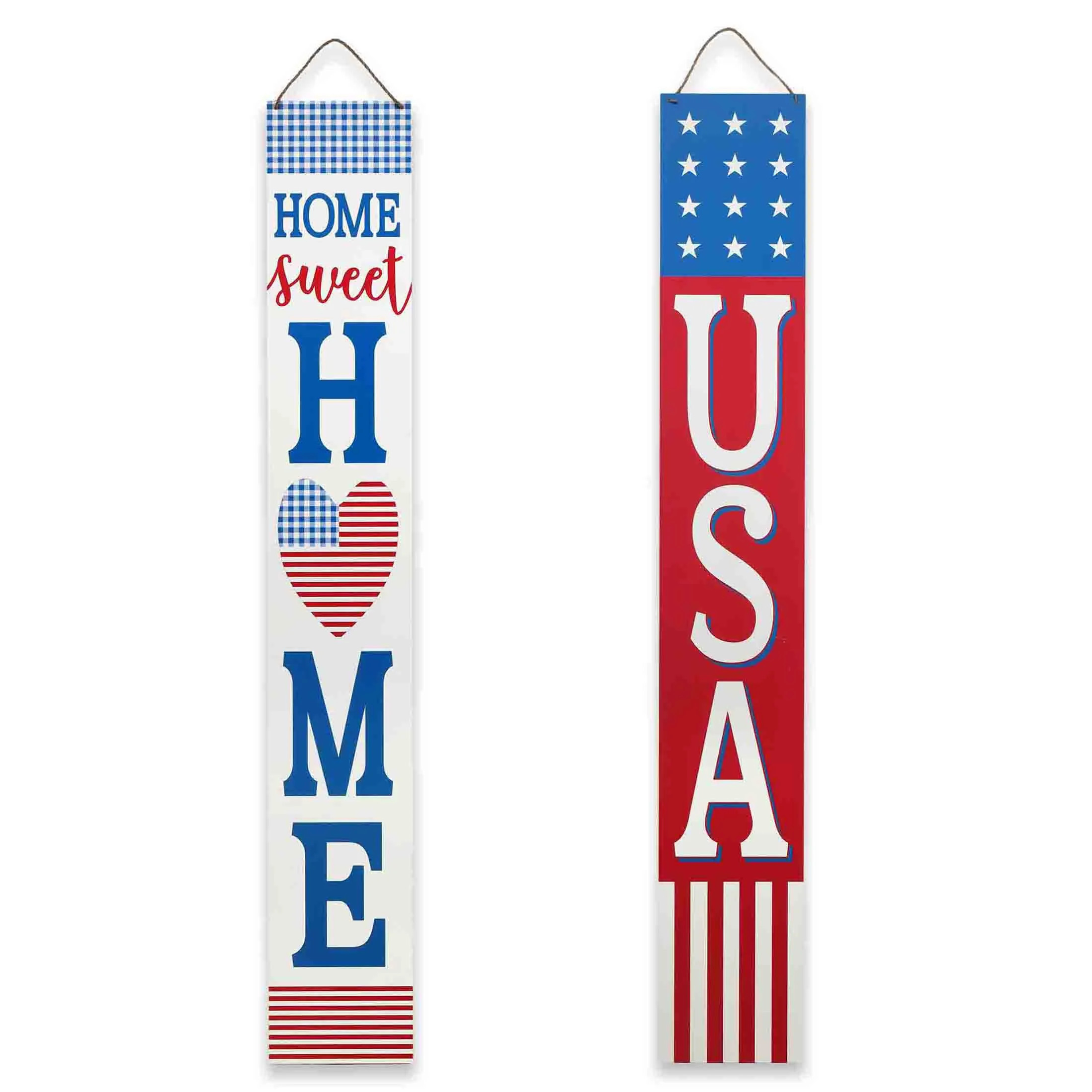 Patriotic Double-Sided Wooden Porch Leaner Sign with Rope Hanger, Red/White/Blue, 60" by Way To C... | Walmart (US)