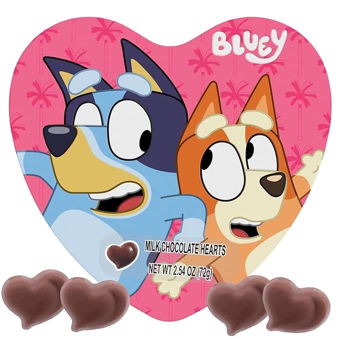Bluey Valentines Heart Tin, Individually Wrapped Milk Chocolate Hearts with Reusable Container, 2... | Amazon (US)