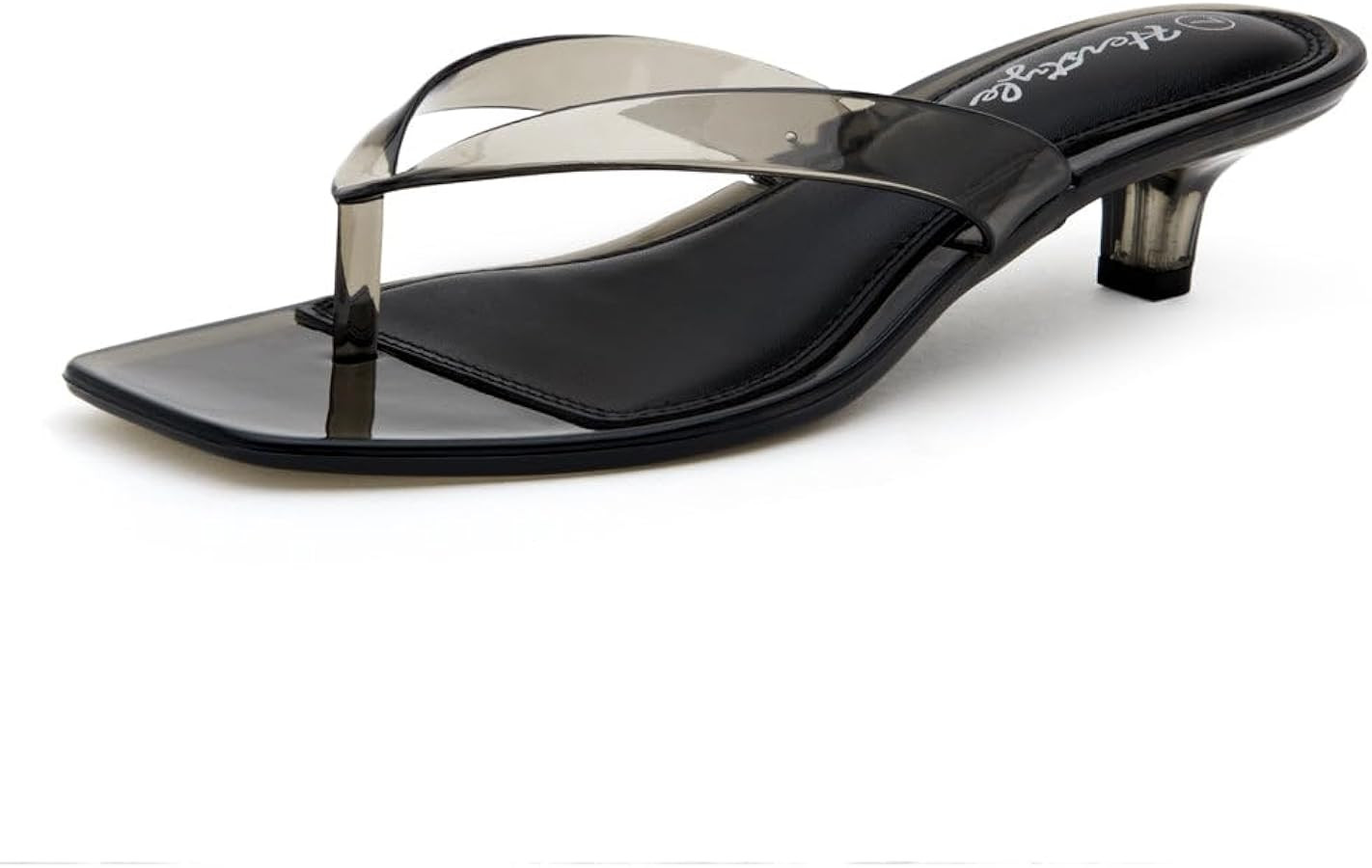 Herstyle Women’s Kitten Heels Clear Jelly Slides, Square Toe Thong Flip Flop, 1.5 Inch Low Heel... | Amazon (US)